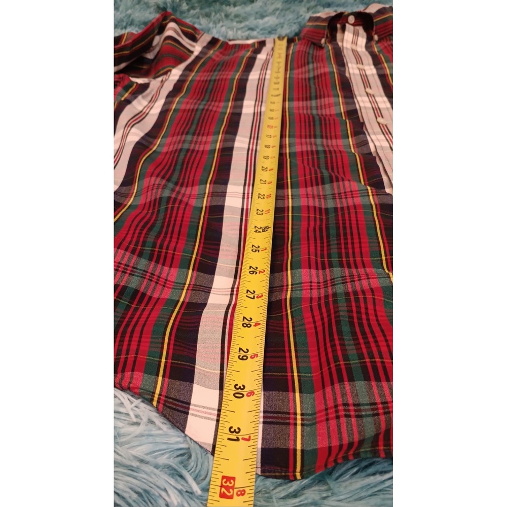 mens shirt size L Long Sleeve button up 90s y2k colorful plaid old money preppy - Picture 4 of 11